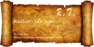 Radler Tünde névjegykártya